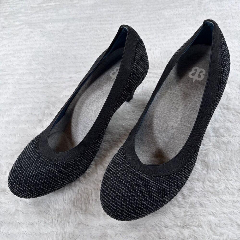Betabrand Late To The Gate Heel 9.5 Black Knit Pump Comfort Office Minimalist